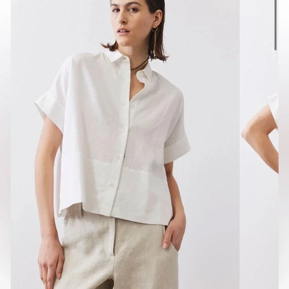 RUTI linen White Button-Up Shirt - Picture 1 of 4